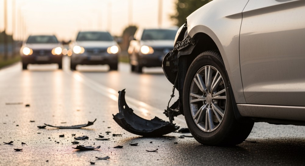 Motocyklista „wystrzelony” w powietrze w groźnym wypadku na Nowohuckiej
