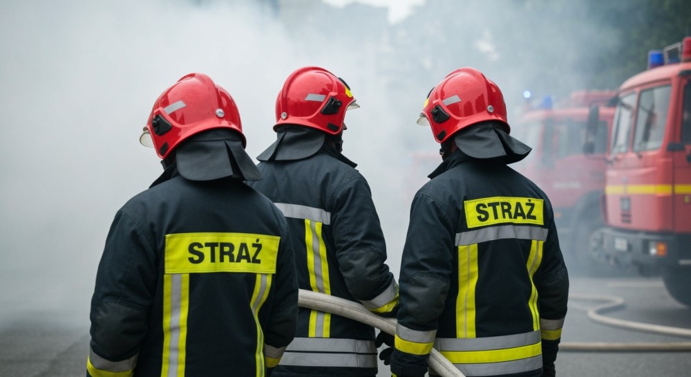 Wielki pożar w Skale: 80 strażaków walczy z ogniem w warsztacie samochodowym