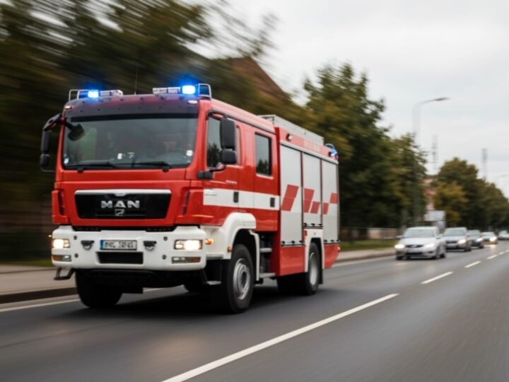 Policjanci i kierowcy wspólnie gasili pożar Opla na drodze w Zaborzu