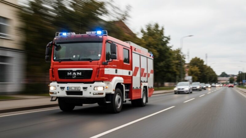 Policjanci i kierowcy wspólnie gasili pożar Opla na drodze w Zaborzu