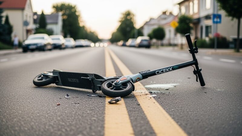 Niebezpieczny upadek na hulajnodze elektrycznej – mieszkańcy w akcji!