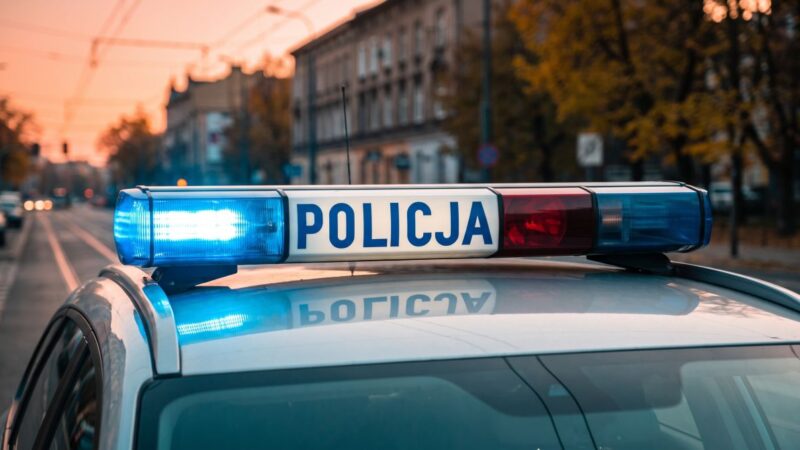 Dron policyjny monitoruje przestrzeganie przepisów drogowych na nowym rondzie